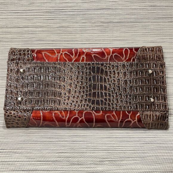 Miche Dani Brown Animal Print Shoulder Bag Shell Croc Texture - Picture 4 of 7